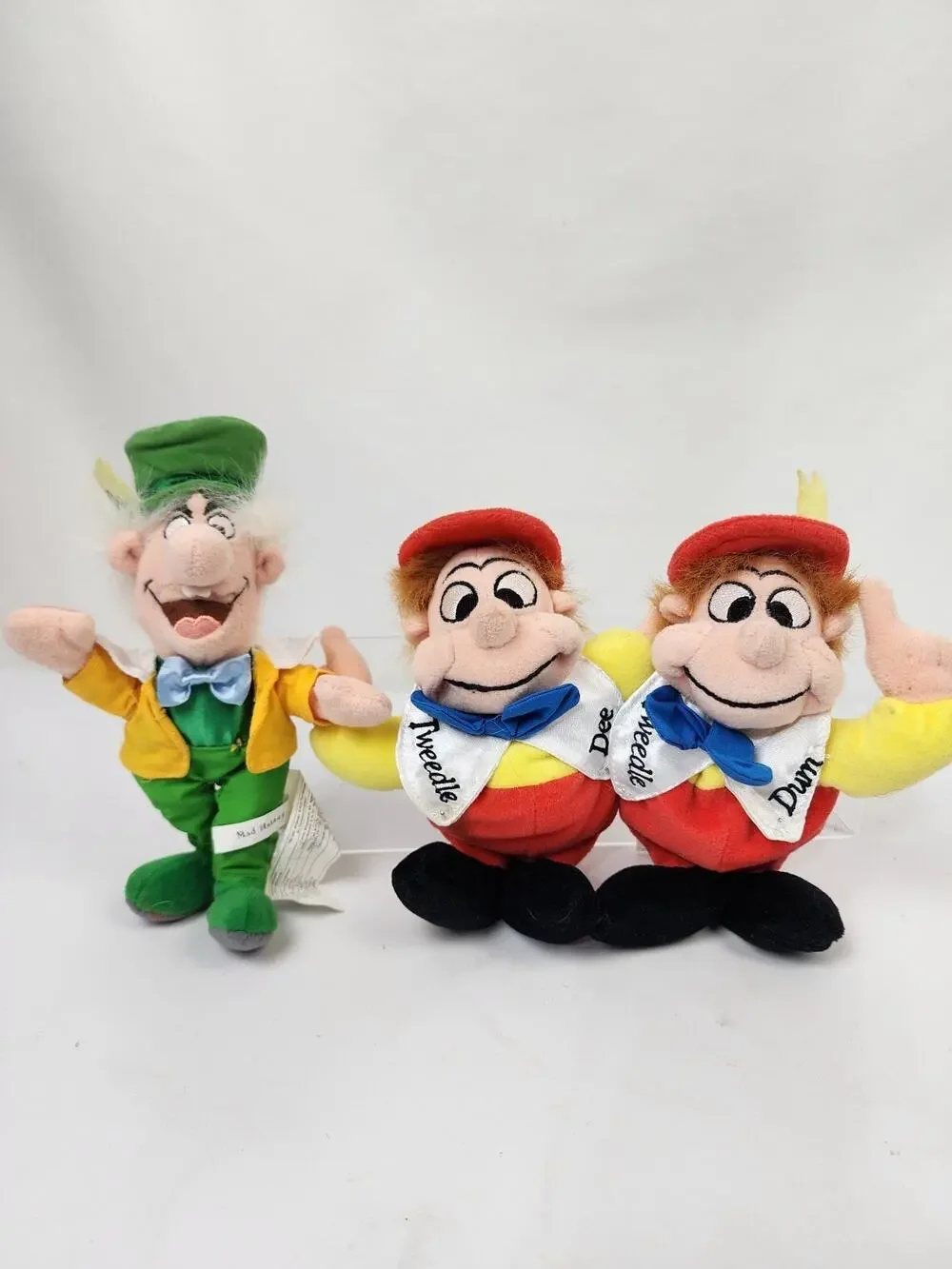 Disney Alice In Wonderland Mini Bean Bag Dolls Mad Hatter & Tweedle Dee / Dum